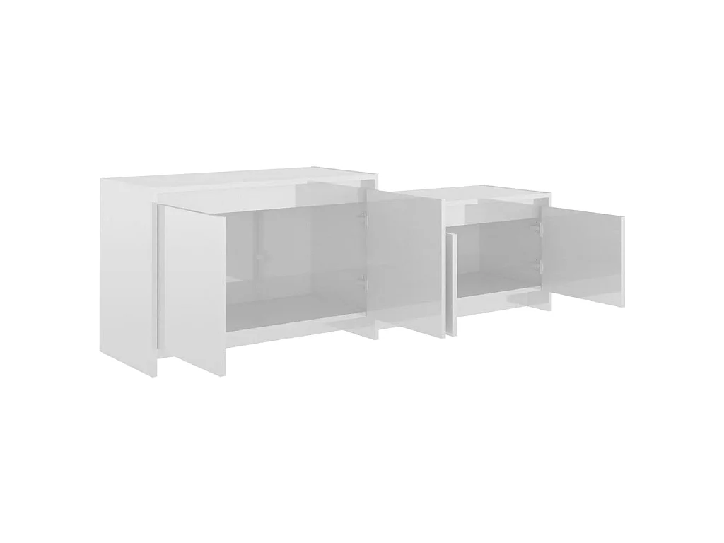 Meuble TV Blanc brillant 146,5x35x50 cm Aggloméré