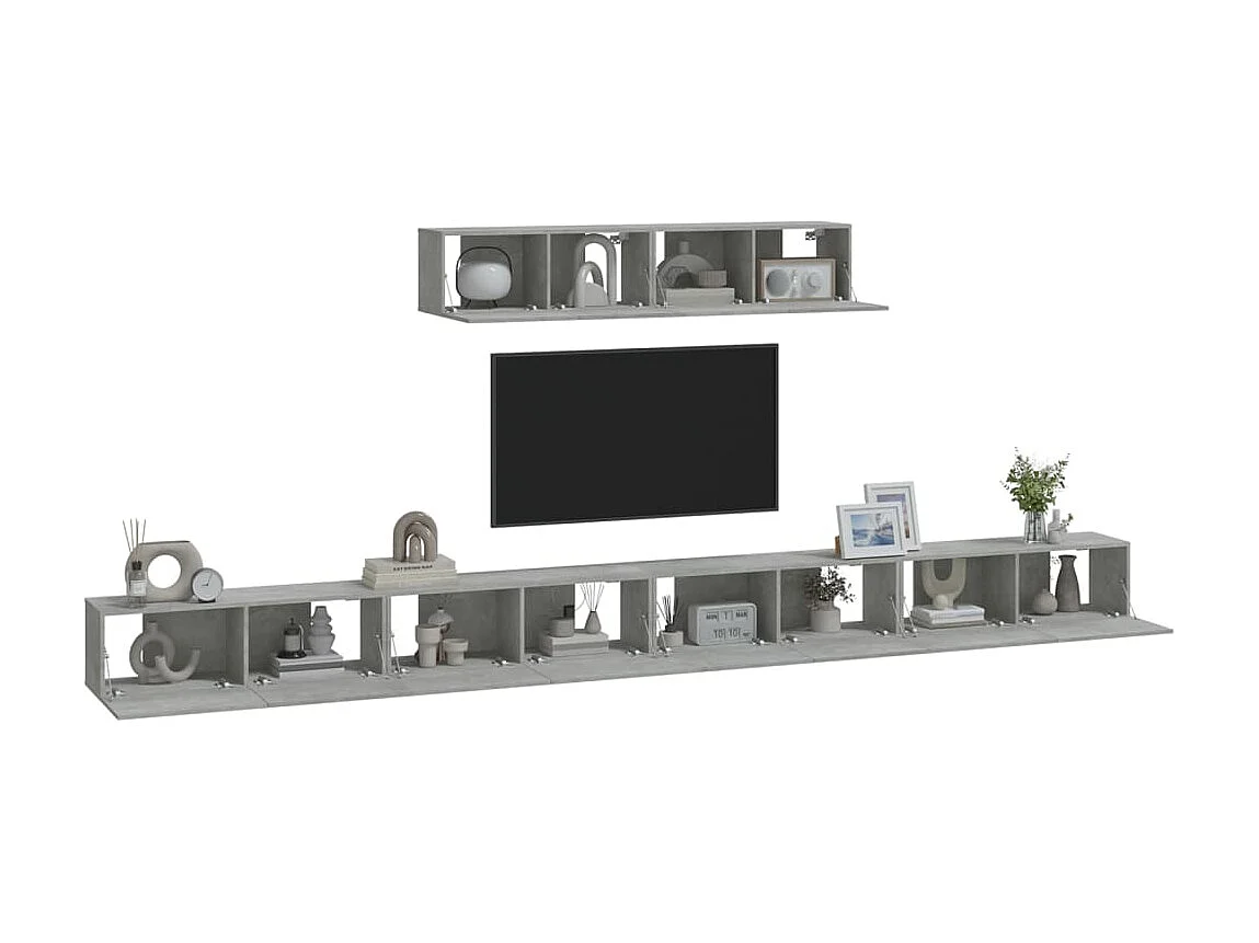 Ensemble de meubles TV 6 pcs Gris béton Bois d'ingénierie