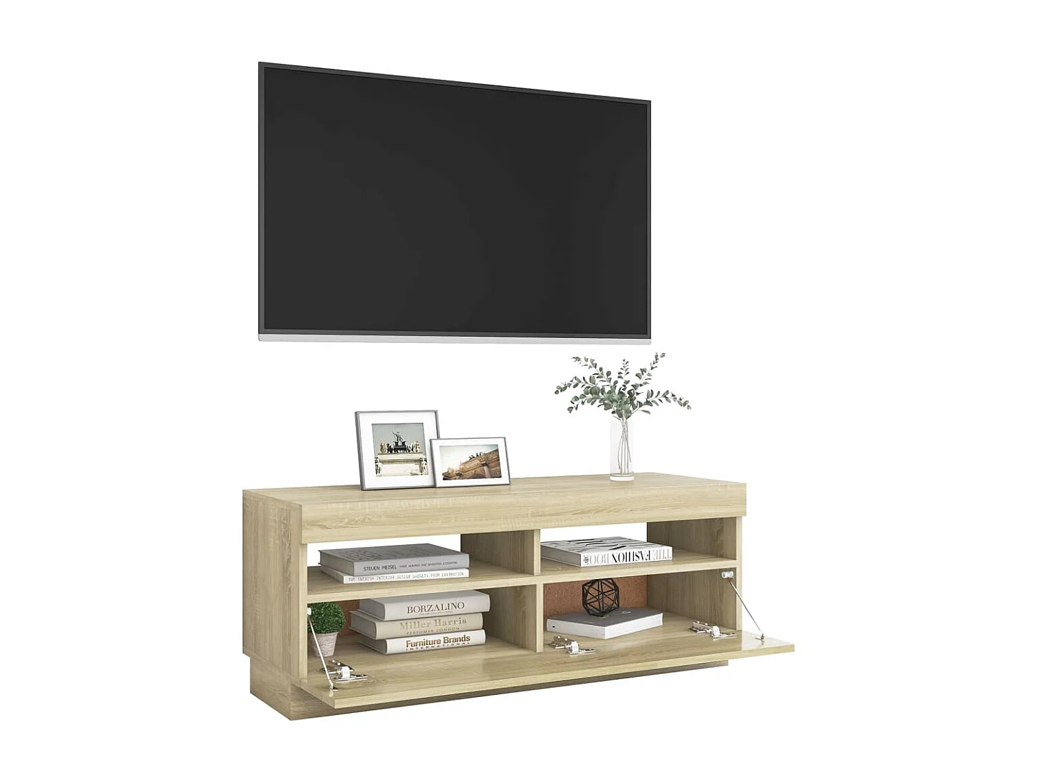 Mobile TV con luci LED rovere sonoma 100x35x40 cm