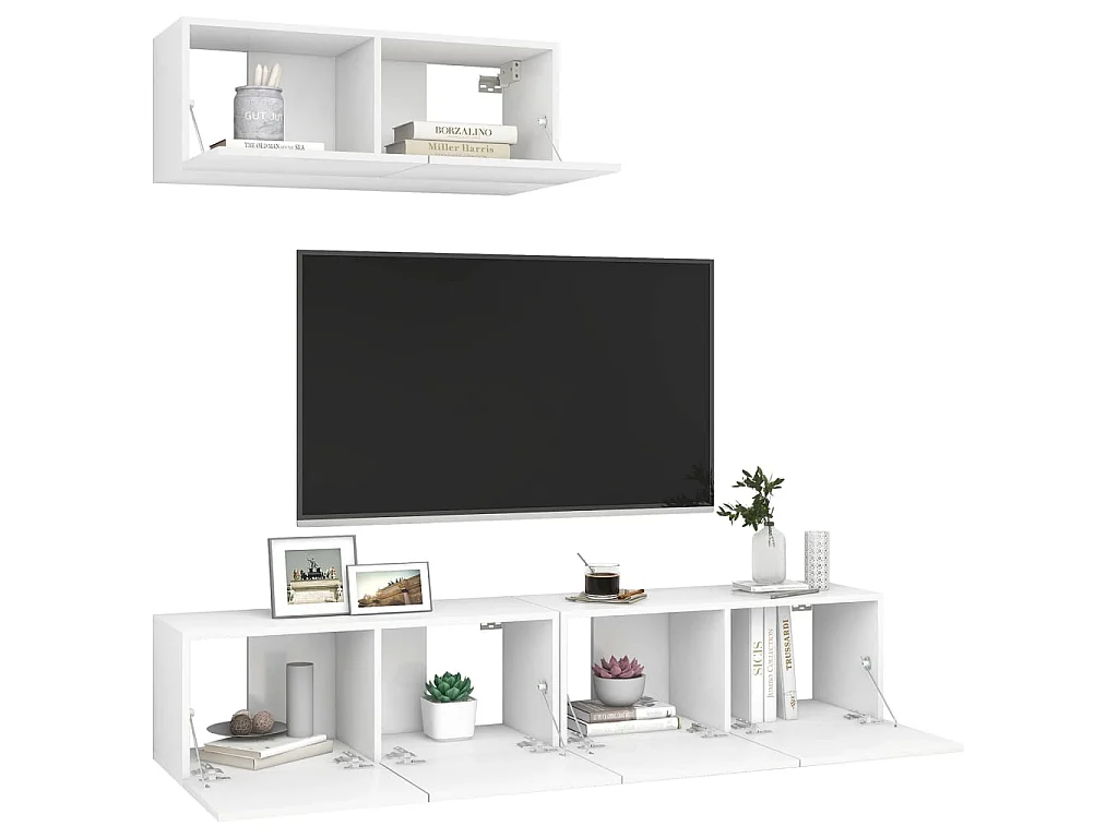 Mueble TV 3 piezas Aglomerado Blanco
