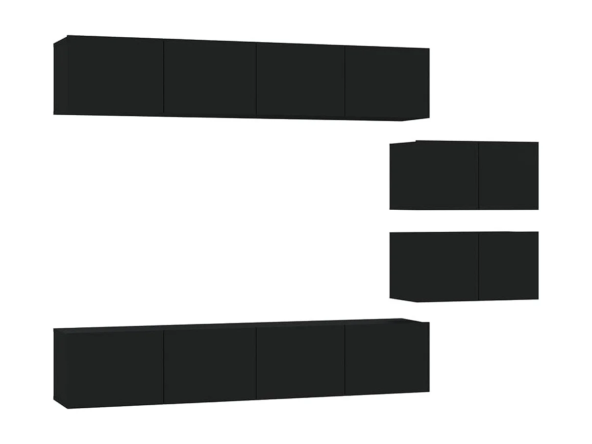 Ensemble de meubles TV 6 pcs Noir Bois d'ingénierie