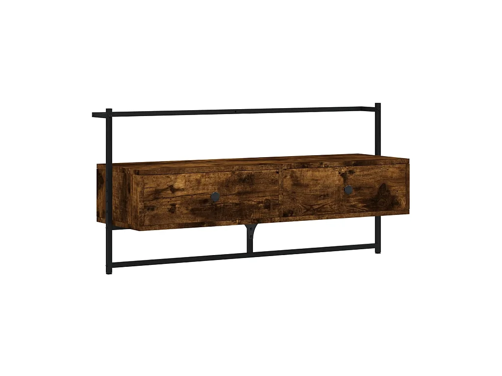 Meuble TV mural chêne fumé 100,5x30x51 cm bois d'ingénierie