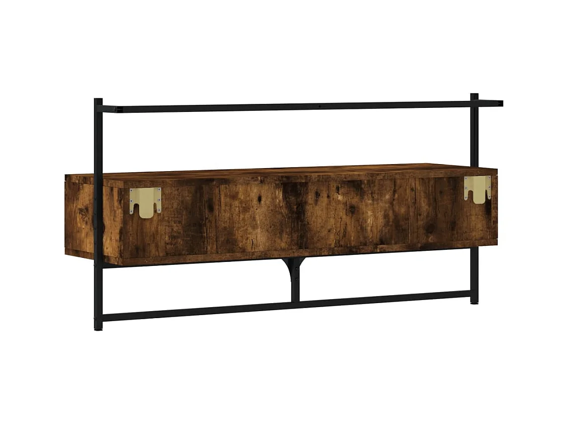 Meuble TV mural chêne fumé 100,5x30x51 cm bois d'ingénierie