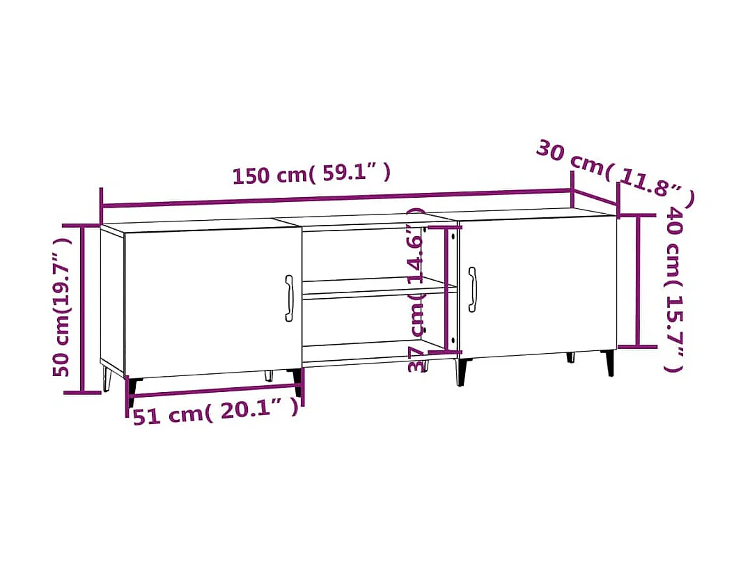 TV-Schrank aus Sonoma-Eiche, 150 x 30 x 50 cm, Holzwerkstoff