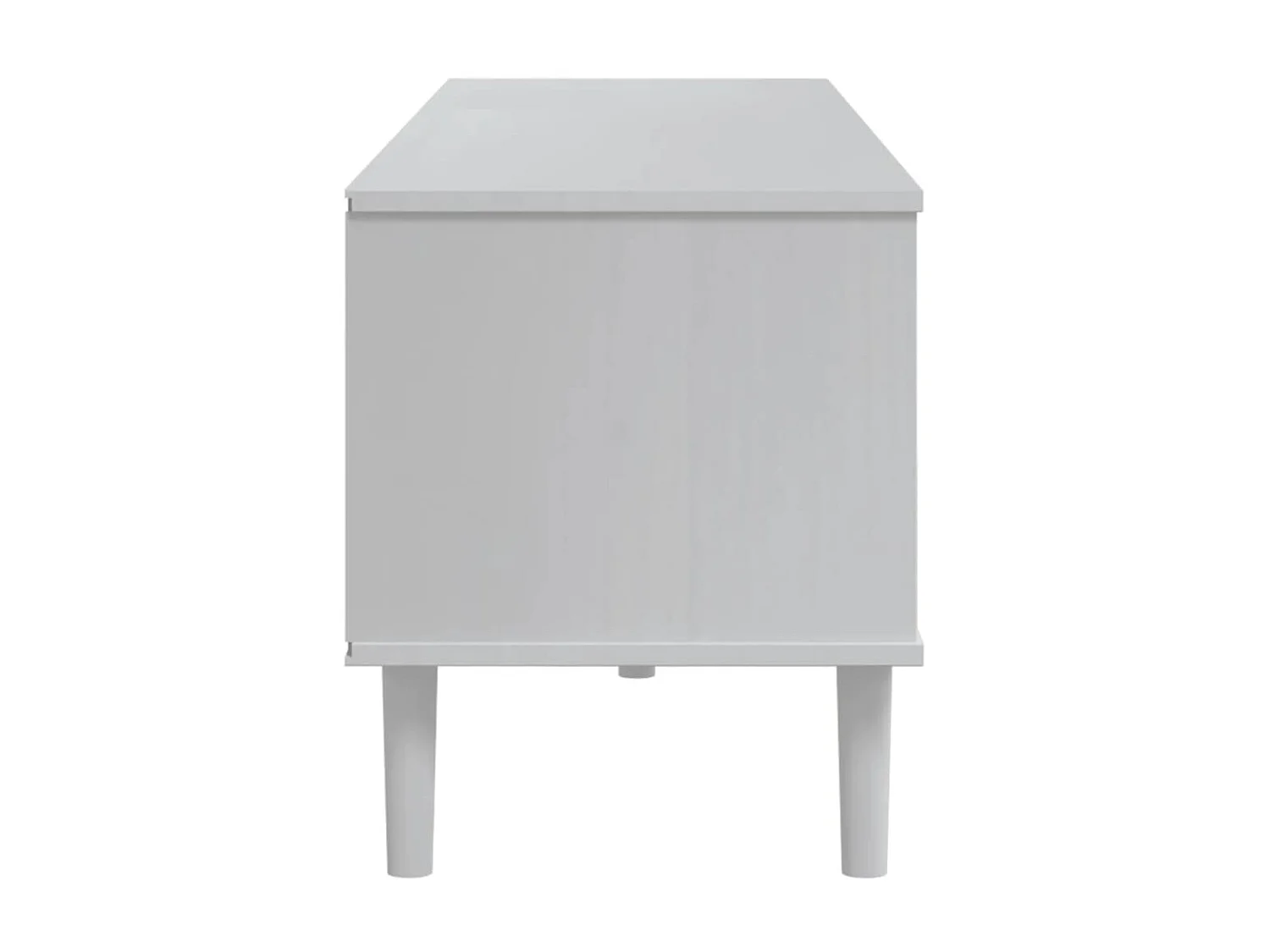 Meuble TV SENJA aspect rotin blanc 158x40x49cm bois massif pin