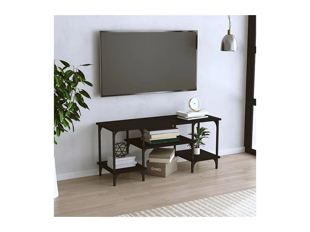 Meuble TV noir 102x35x45,5 cm bois d'ingénierie