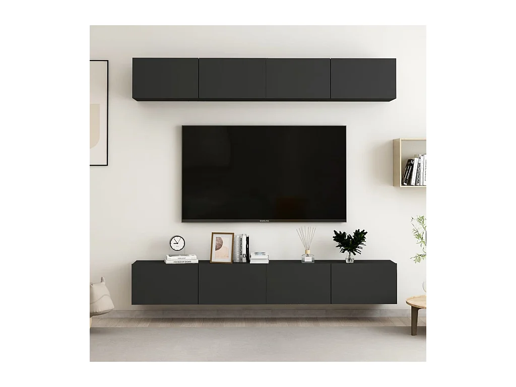 Meubles TV 4 pcs Noir 100x30x30 cm Aggloméré