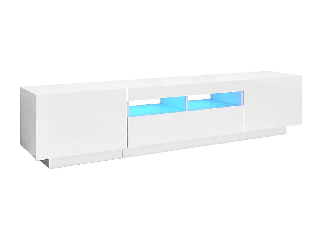 Mueble TV con luces LED Blanco brillo 180x35x40 cm