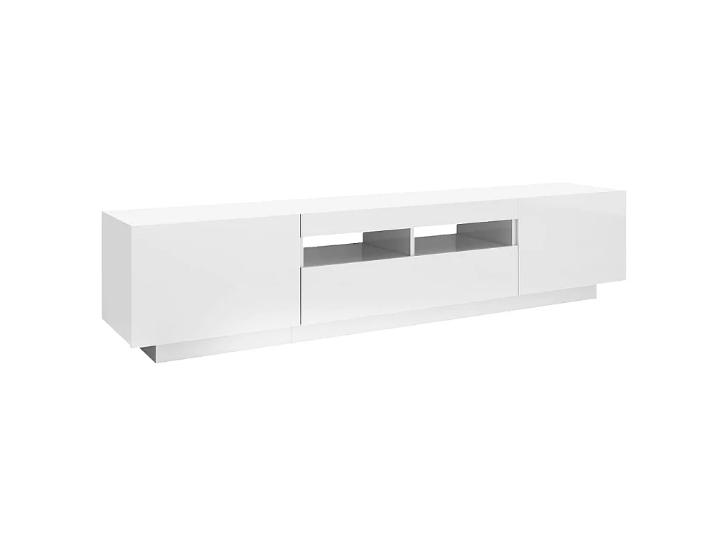 Mueble TV con luces LED Blanco brillo 180x35x40 cm