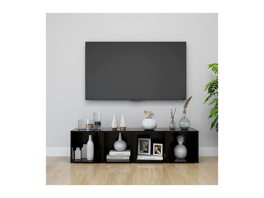 Meubles TV 4 pcs Noir 37x35x37 cm Aggloméré