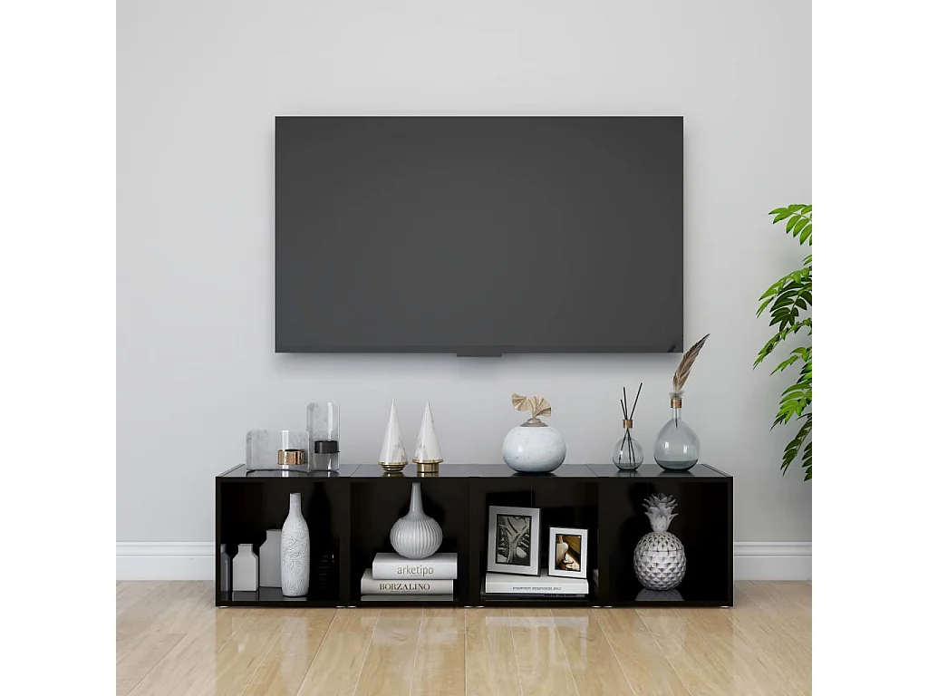 TV meubel 4 stuks Zwart 37x35x37 cm Spaanplaat
