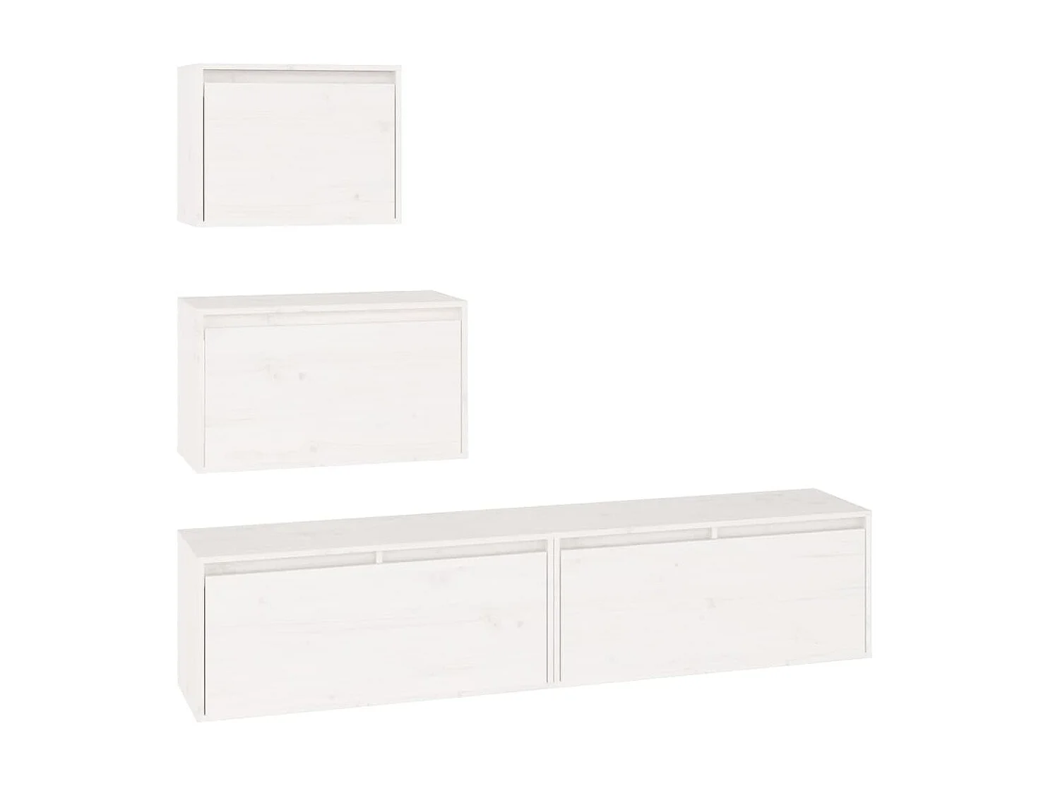 Mobile TV 4 pz. Bianco Legno di pino massiccio