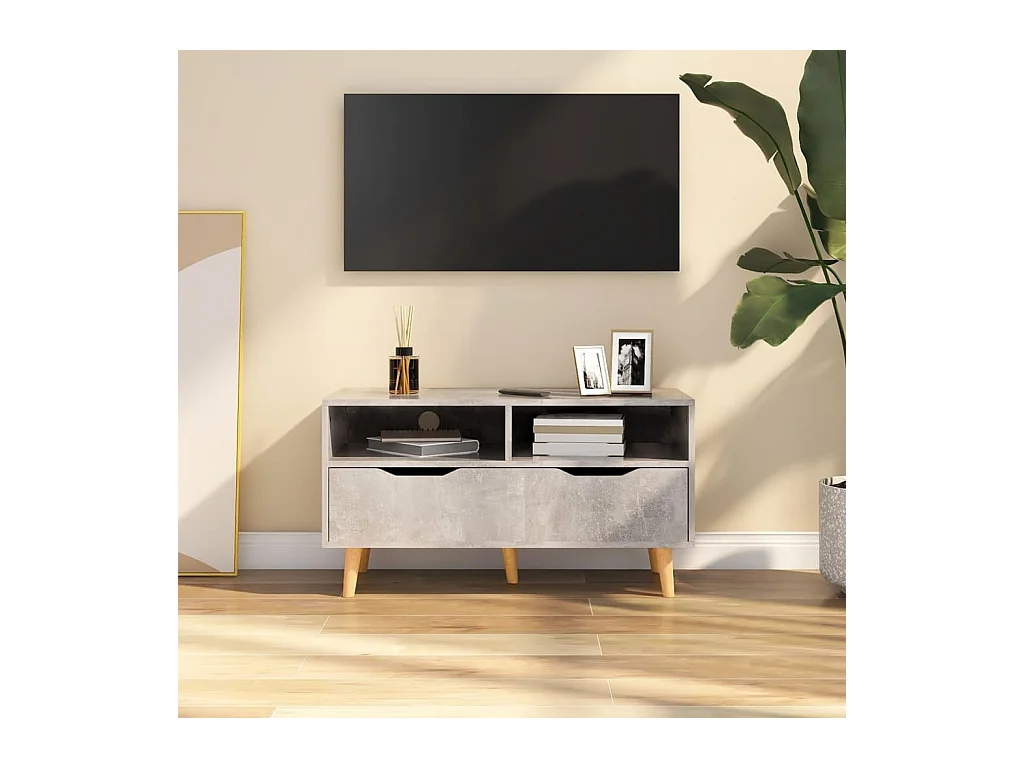 Meuble TV gris béton 90x40x48,5 cm bois d'ingénierie