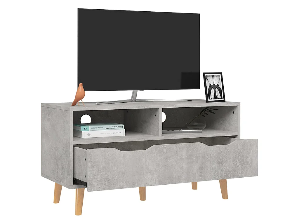 Meuble TV gris béton 90x40x48,5 cm bois d'ingénierie