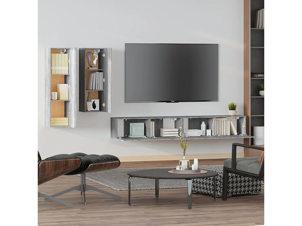 Ensemble de meubles TV 4 pcs Sonoma gris Bois d'ingénierie