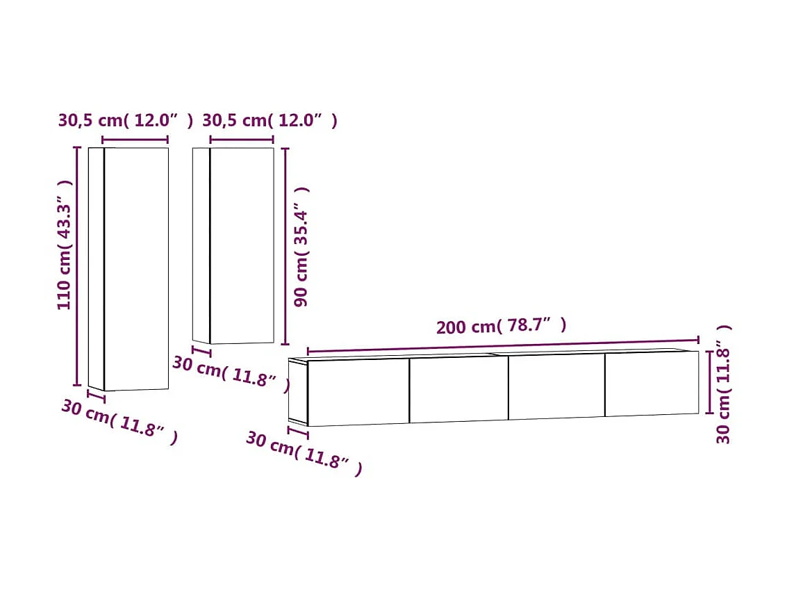 Ensemble de meubles TV 4 pcs Sonoma gris Bois d'ingénierie
