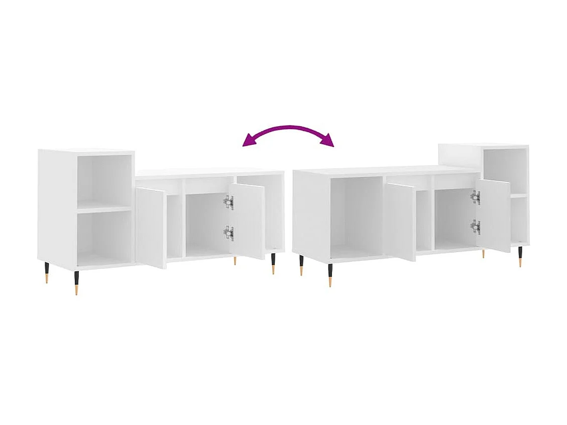 Mueble TV blanco 100x35x55 cm Madera contrachapada