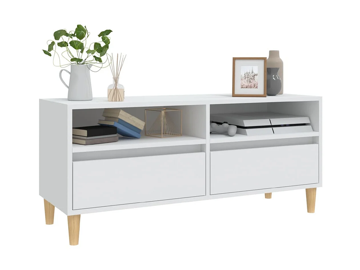 Mobile TV bianco 100x34,5x44,5 cm in derivati del legno