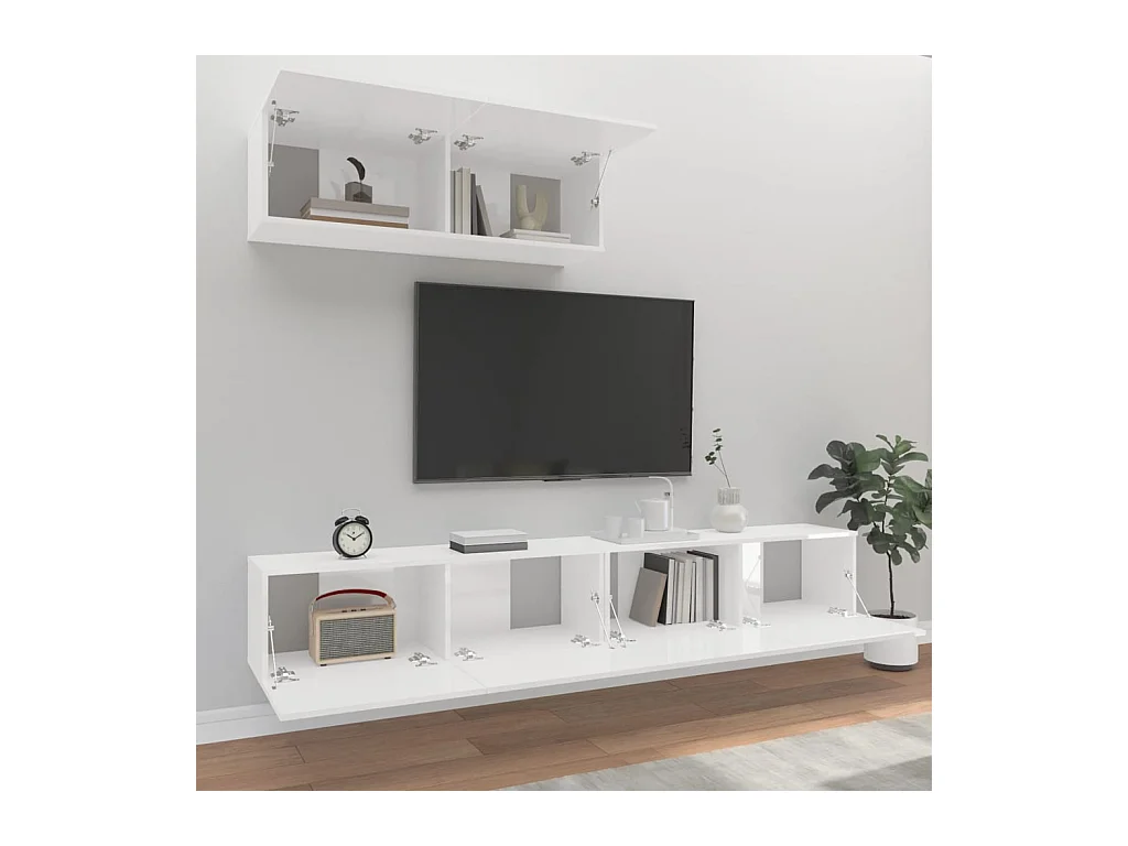 Ensemble de meubles TV 3 pcs Blanc brillant Bois d'ingénierie