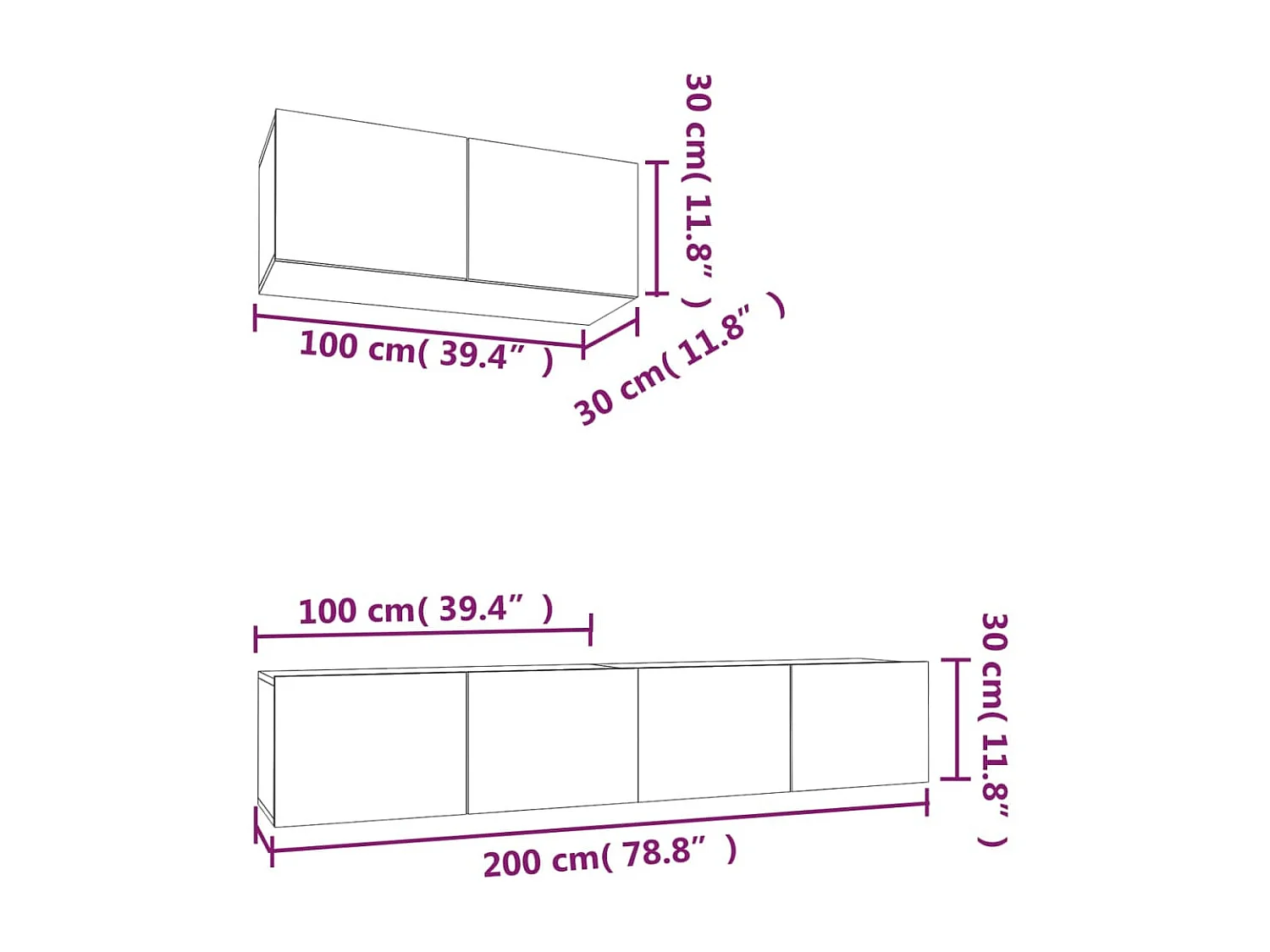Ensemble de meubles TV 3 pcs Blanc brillant Bois d'ingénierie