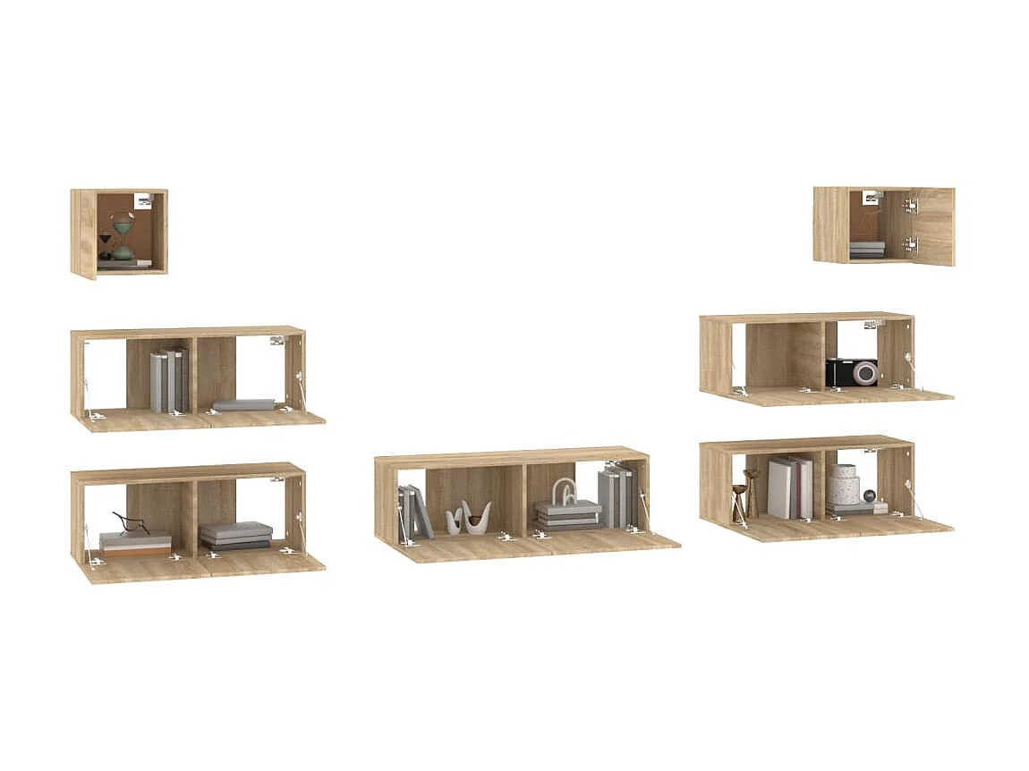 Ensemble de meubles TV 7 pcs Chêne sonoma Bois d'ingénierie