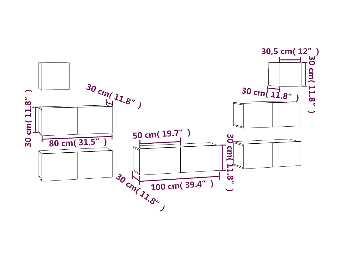 Ensemble de meubles TV 7 pcs Chêne sonoma Bois d'ingénierie
