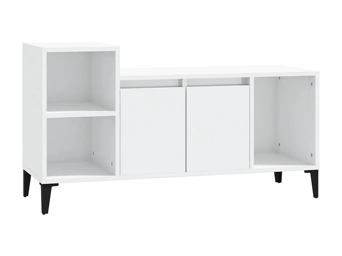 Meuble TV Blanc brillant 100x35x55 cm Bois d'ingénierie