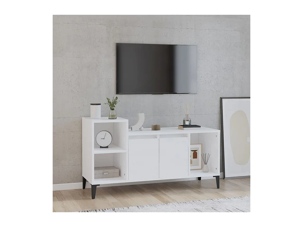 TV-meubel Glanzend wit 100x35x55 cm Bewerkt hout