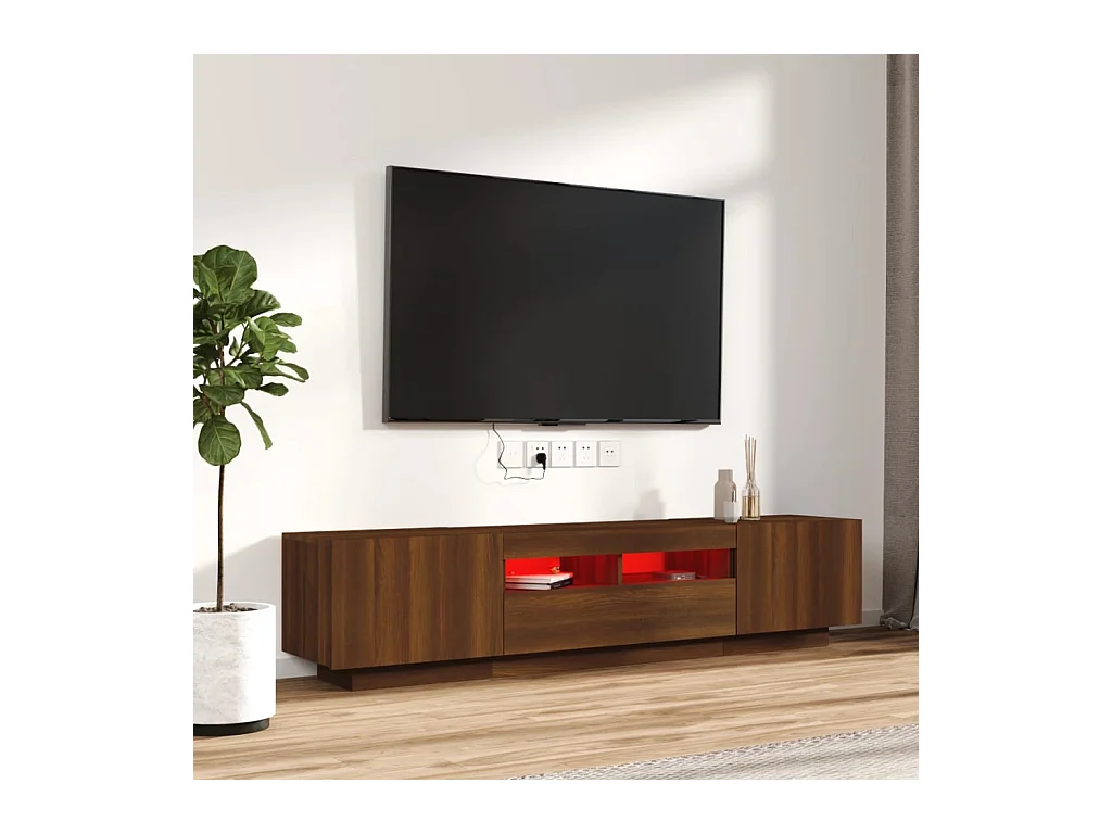 TV-meubelset met LED-verlichting 2 stuks Eiken bruin