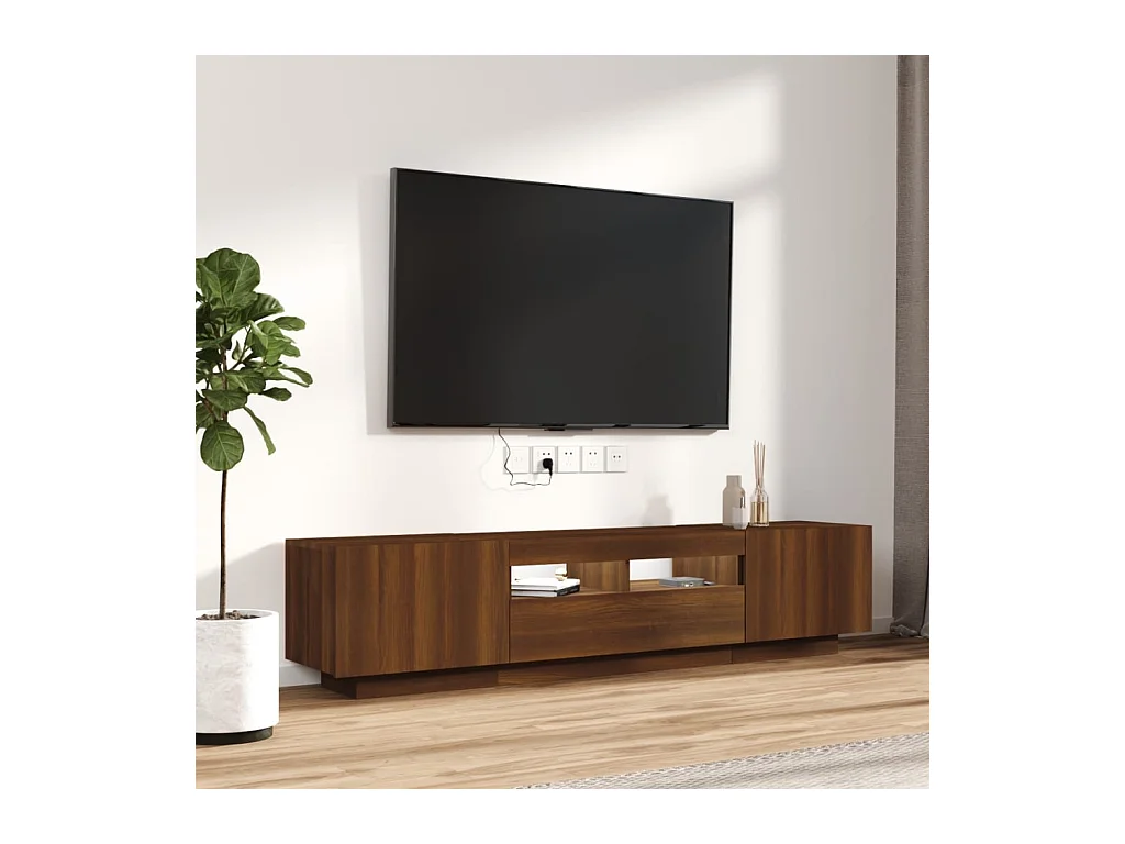 TV-meubelset met LED-verlichting 2 stuks Eiken bruin