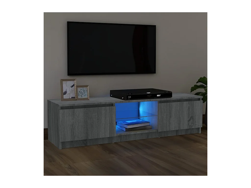Meuble TV avec lumières LED sonoma gris 120x30x35,5 cm