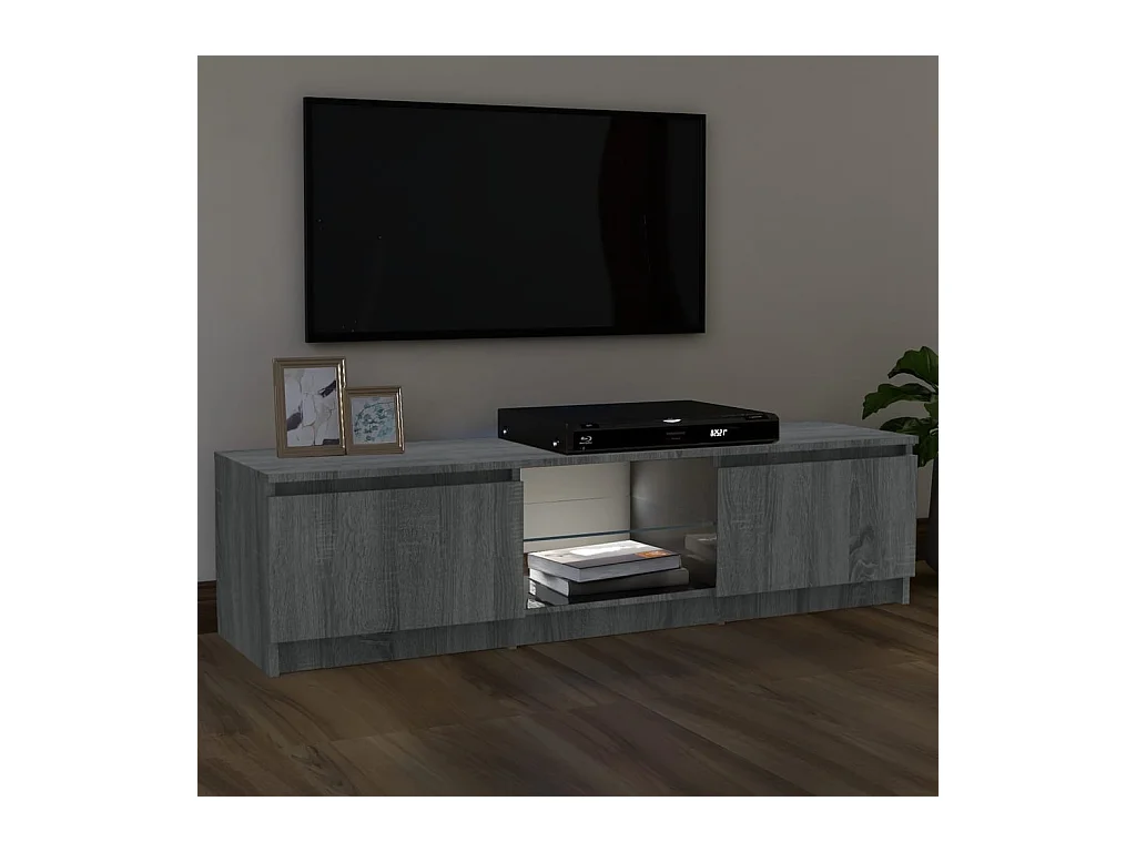 TV-meubel met LED-verlichting sonoma grijs 120x30x35,5 cm