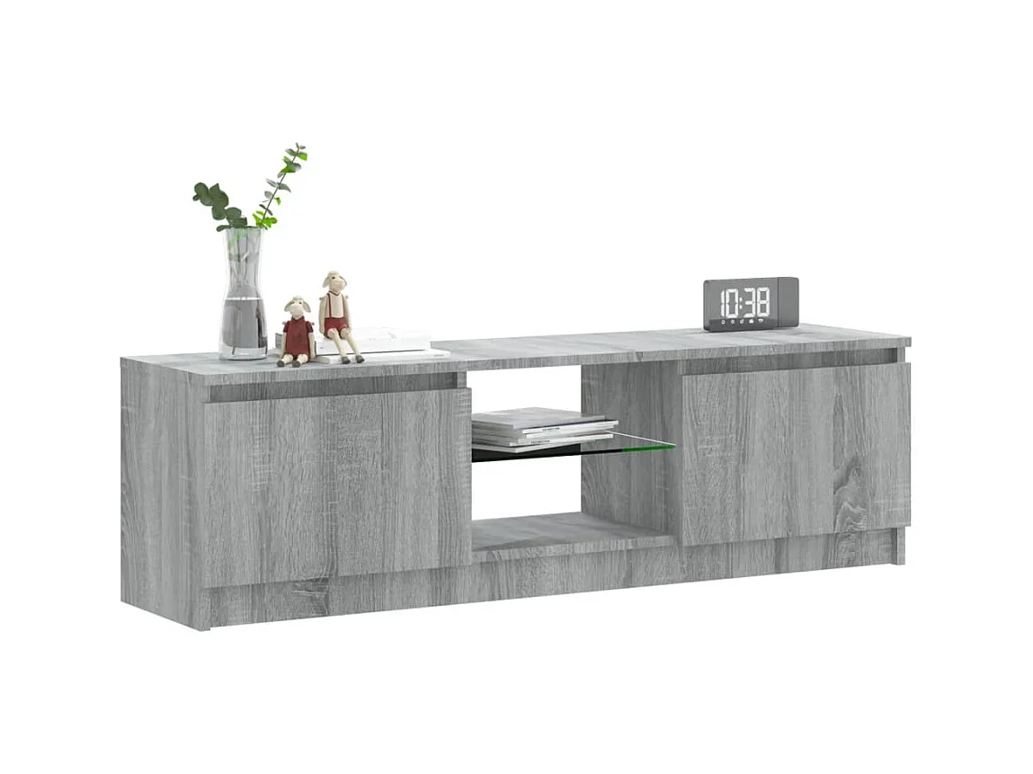 TV-meubel met LED-verlichting sonoma grijs 120x30x35,5 cm