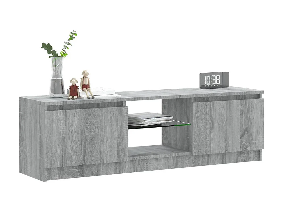 Meuble TV avec lumières LED sonoma gris 120x30x35,5 cm