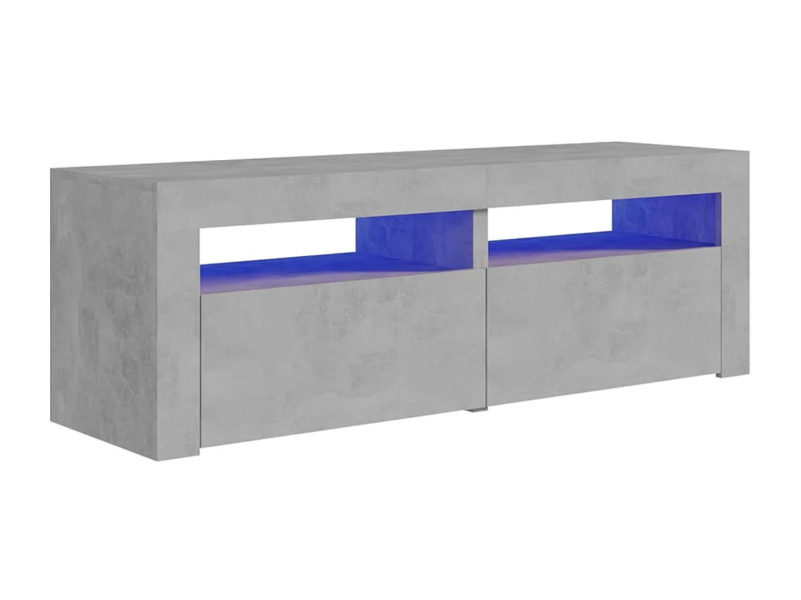 Meuble TV avec lumières LED gris béton 120x35x40 cm