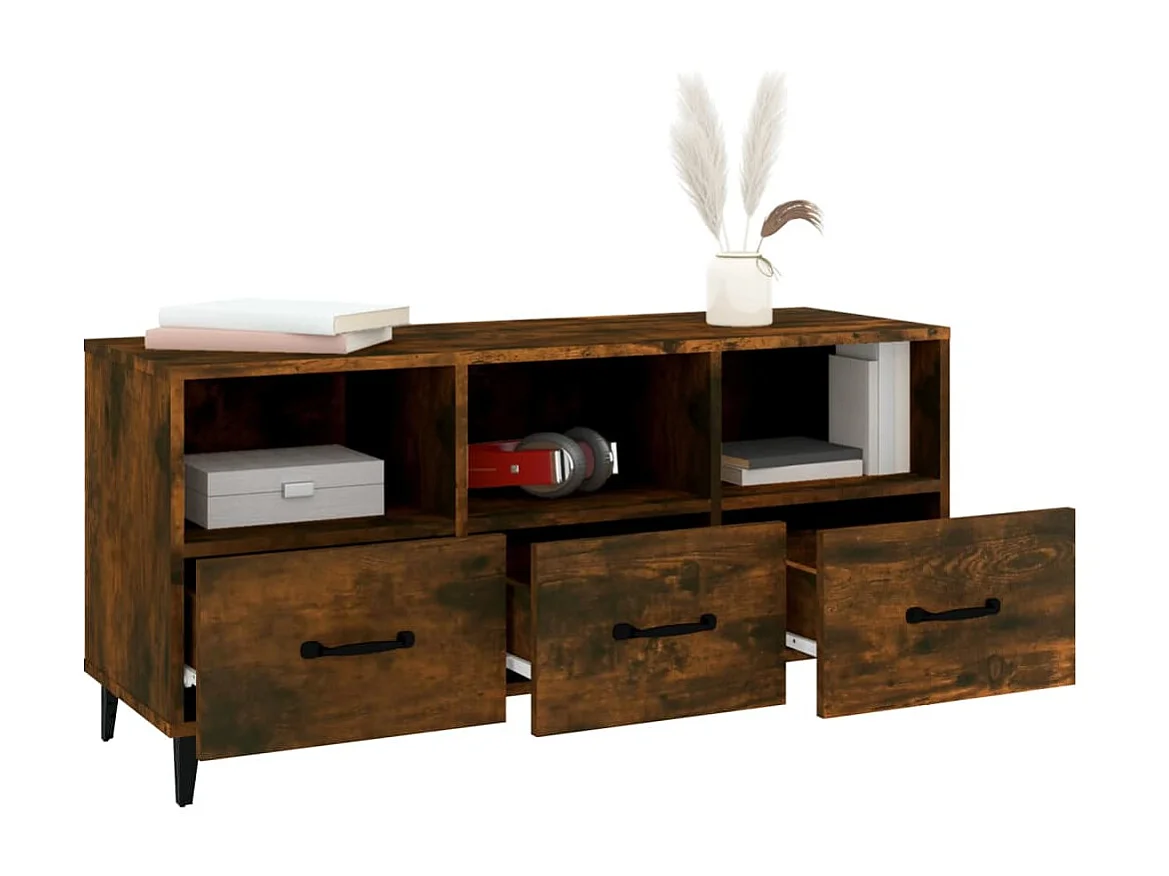 TV-meubel Gerookt eiken 102x35x50 cm Bewerkt hout