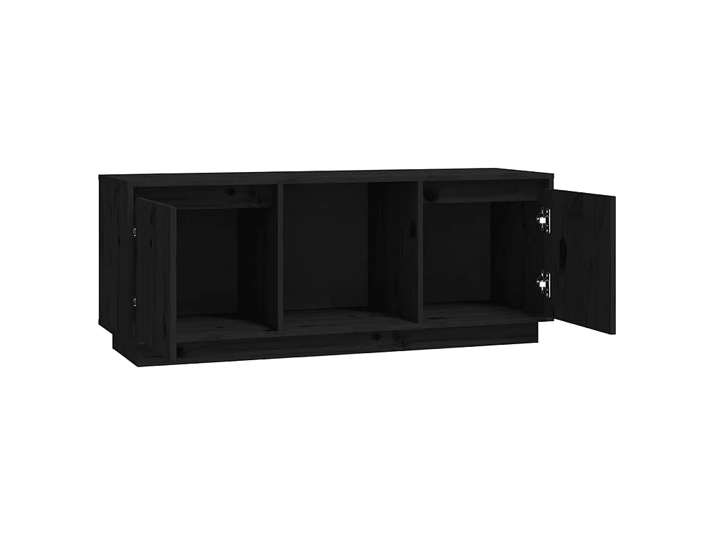 Móvel de TV preto 110,5x35x44 cm Madeira maciça de pinho