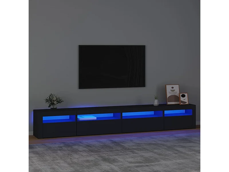 Meuble TV avec lumières LED Noir 270x35x40 cm