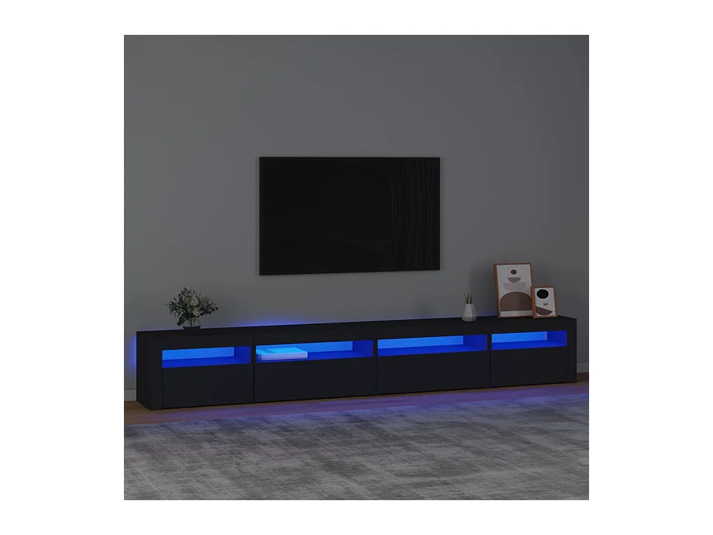 Meuble TV avec lumières LED Noir 270x35x40 cm