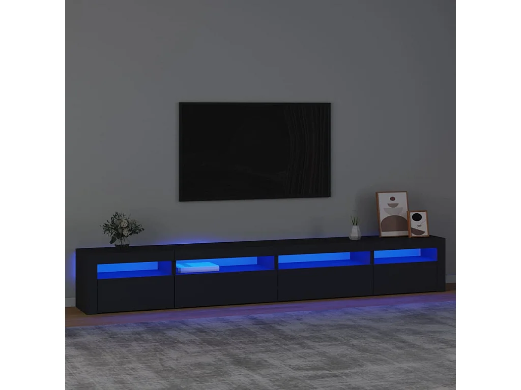 Móvel de TV com luzes LED Preto 270x35x40 cm