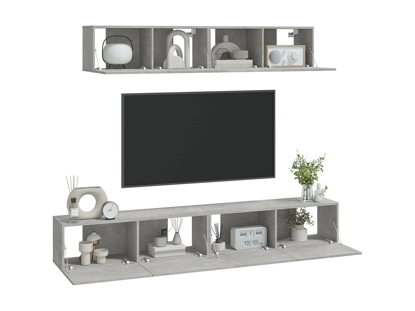 Set mobile TV 4 pezzi. Grigio cemento MDF