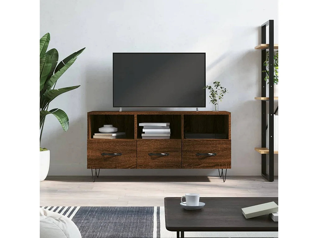 Meuble TV chêne marron 102x36x50 cm bois d'ingénierie