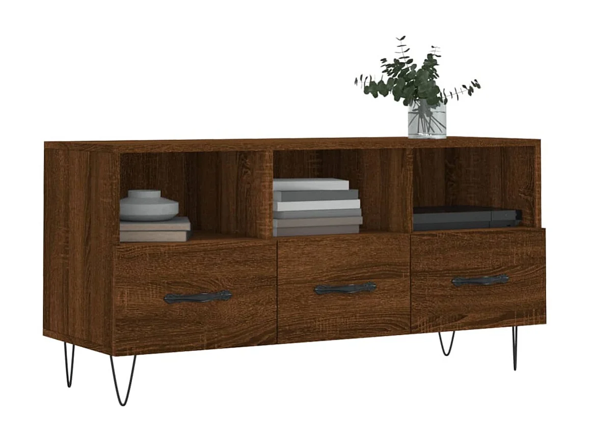 Meuble TV chêne marron 102x36x50 cm bois d'ingénierie