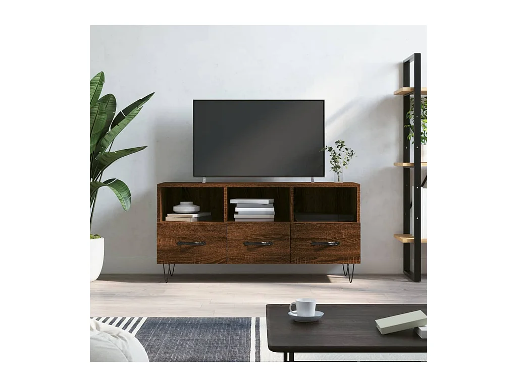 Meuble TV chêne marron 102x36x50 cm bois d'ingénierie