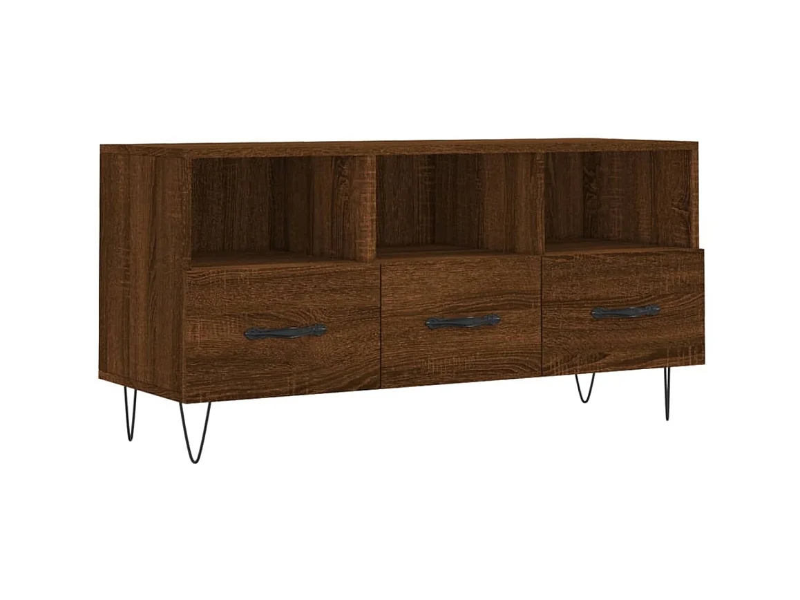 TV-Schrank aus brauner Eiche, 102 x 36 x 50 cm, Holzwerkstoff