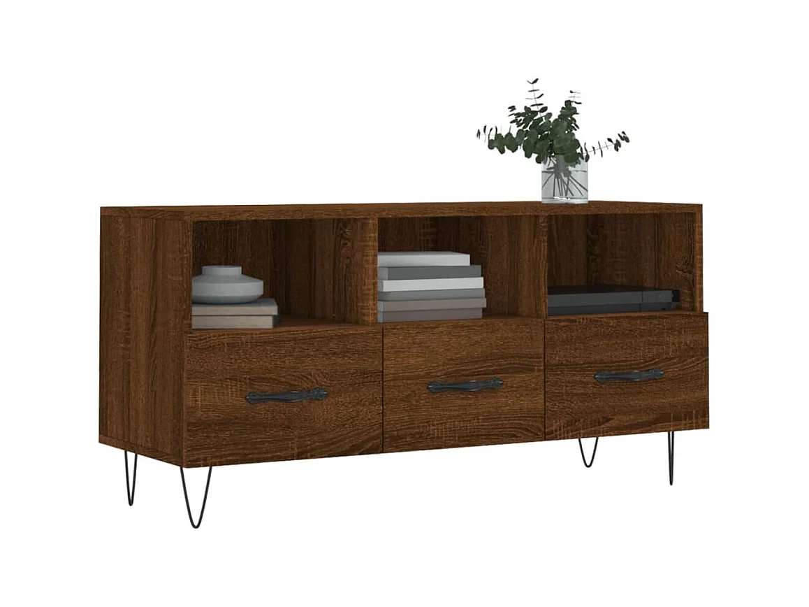 TV-Schrank aus brauner Eiche, 102 x 36 x 50 cm, Holzwerkstoff
