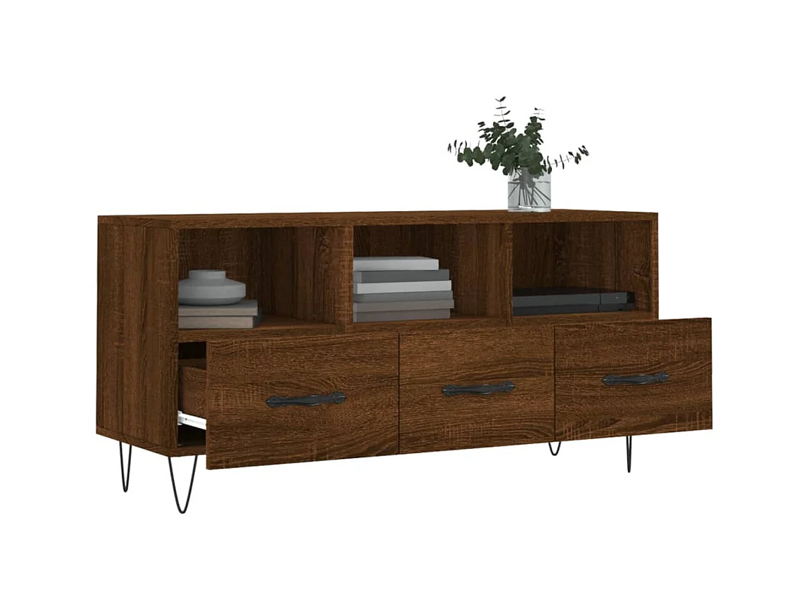 TV-Schrank aus brauner Eiche, 102 x 36 x 50 cm, Holzwerkstoff