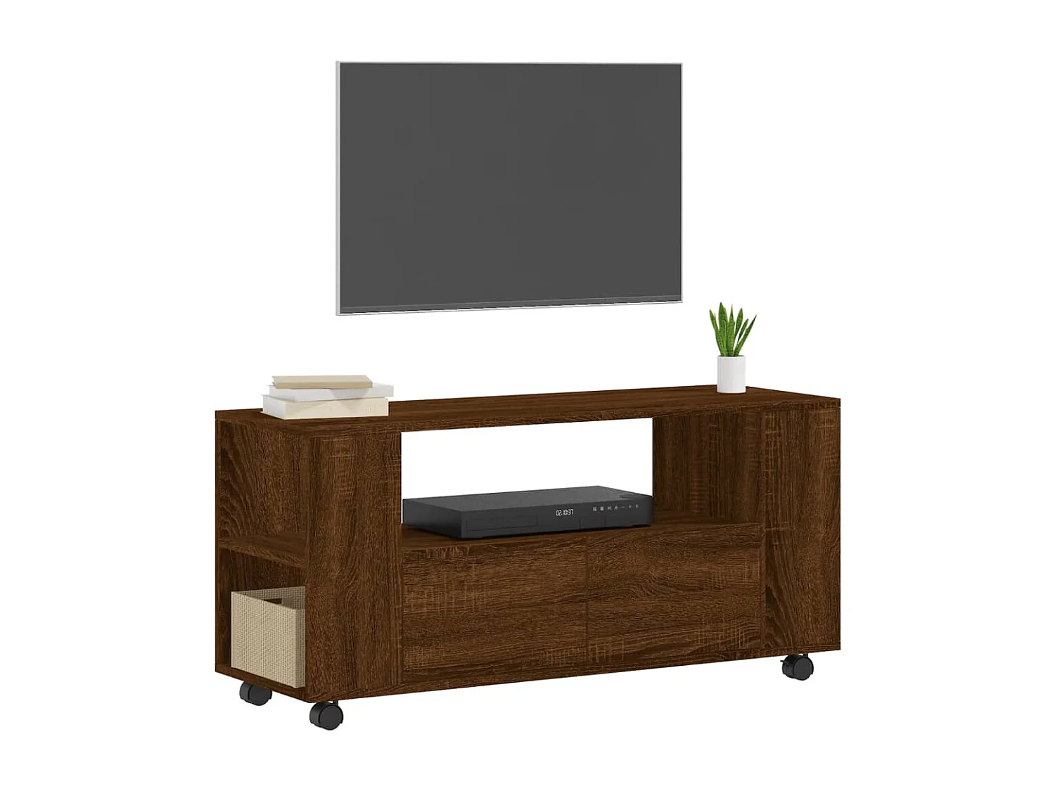 TV-Schrank aus brauner Eiche, 102 x 34,5 x 43 cm, Holzwerkstoff