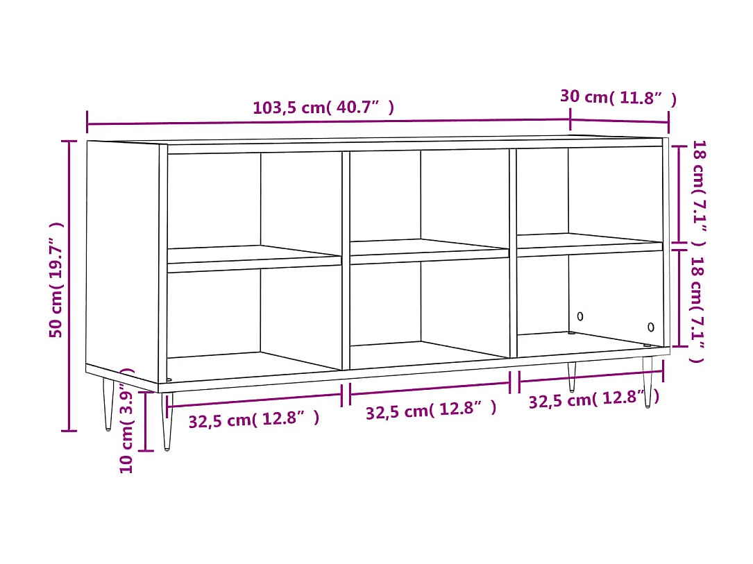Mobile TV grigio cemento 103,5x30x50 cm in derivati del legno