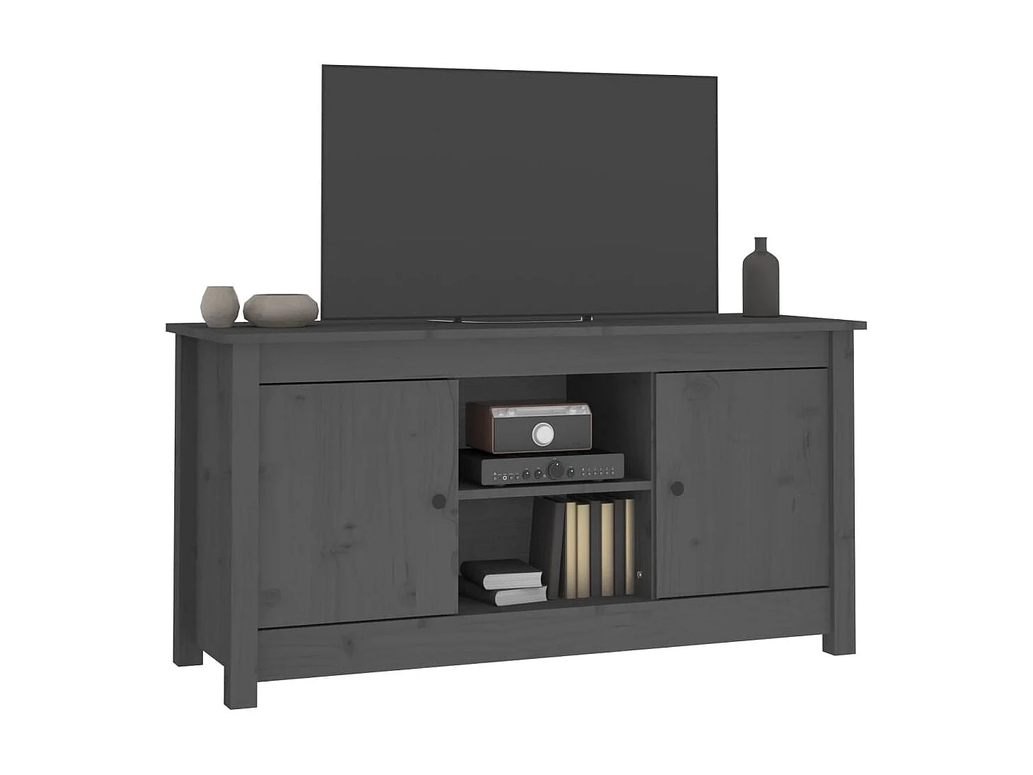 Meuble TV Gris 103x36,5x52 cm Bois de pin massif